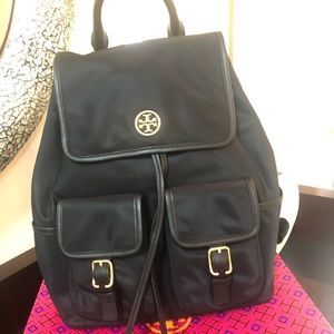 Tory Burch Flap Nylon Backpack Black